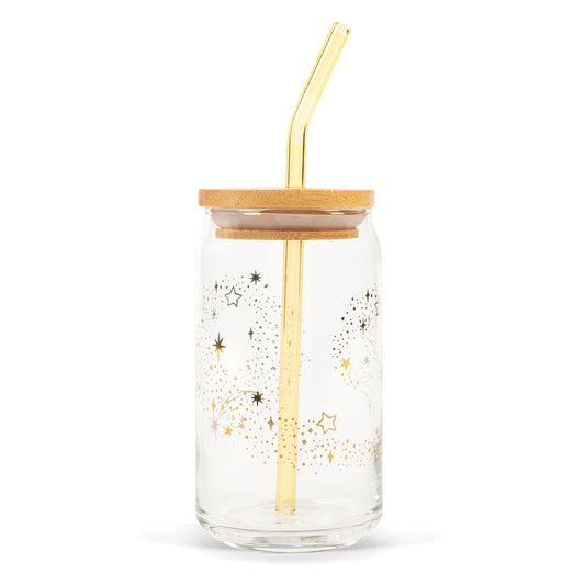 Stars (Gold Foil) Can Glass